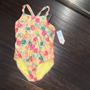 NWT- Cat&Jack Floral girls Swimsuit 10/12